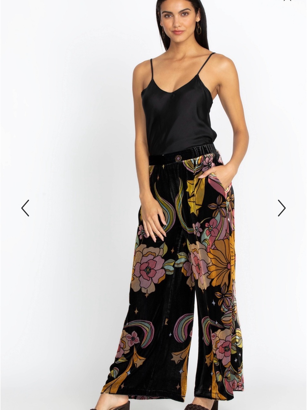 JOHNNY WAS PRISCILLA EASY PANT Floral Wide-Leg Velvet Pants - Picture 2 of 8